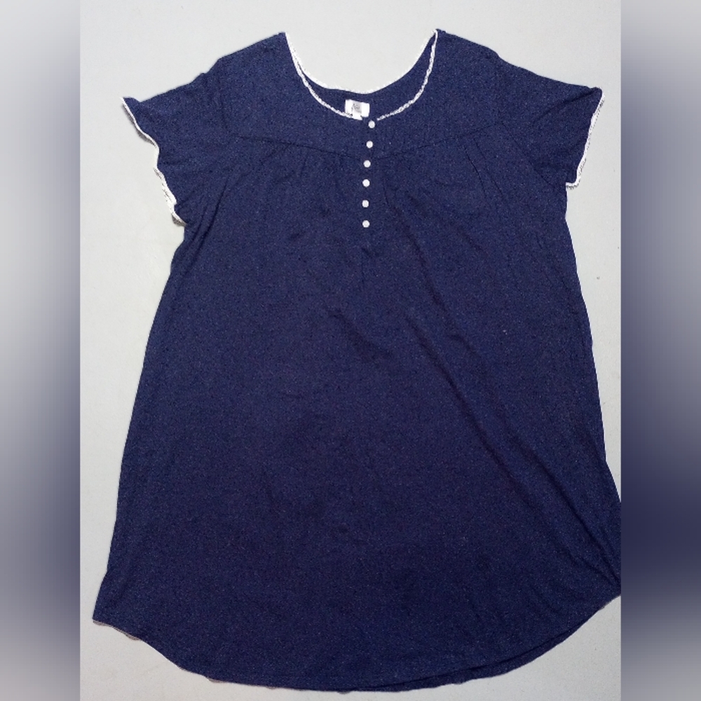 Araia Collection Navy Nightgown with White Trim, Size 4X